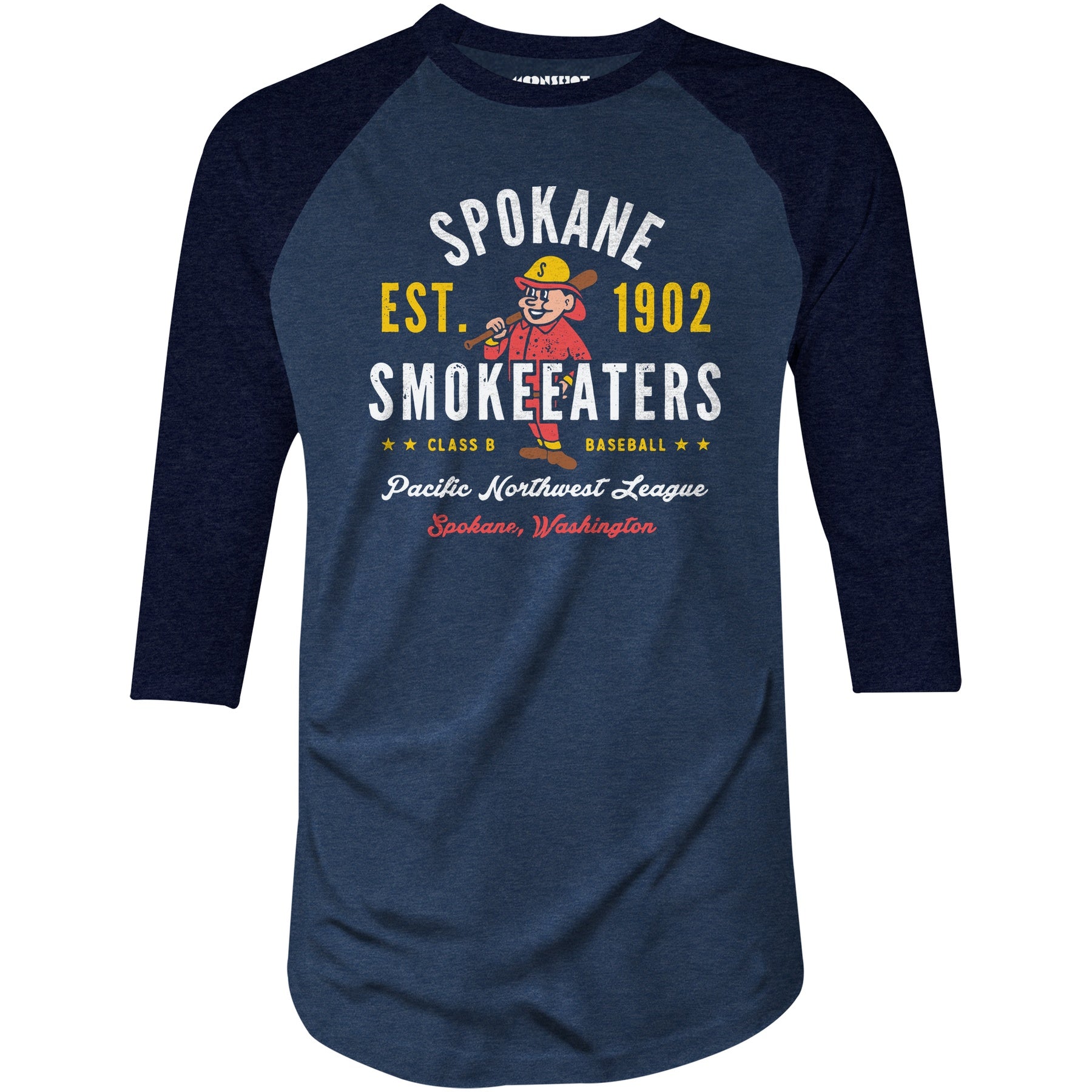 Spokane Smoke Eaters - Washington - Vintage Defunct Baseball Teams - 3/4 Sleeve Raglan T-Shirt