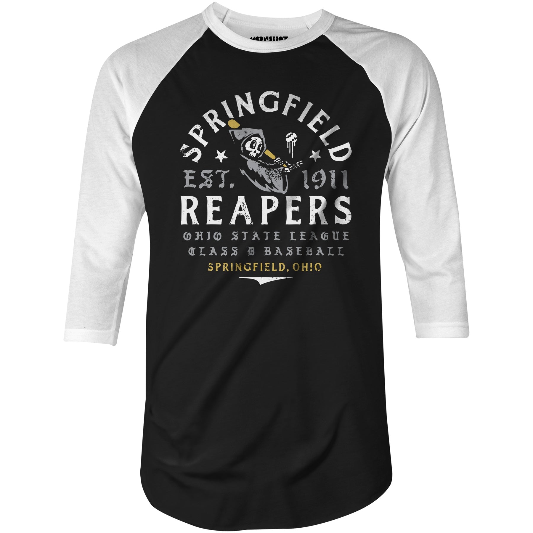 Springfield Reapers - Ohio - Vintage Defunct Baseball Teams - 3/4 Sleeve Raglan T-Shirt