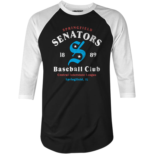 Springfield Senators - Illinois - Vintage Defunct Baseball Teams - 3/4 Sleeve Raglan T-Shirt