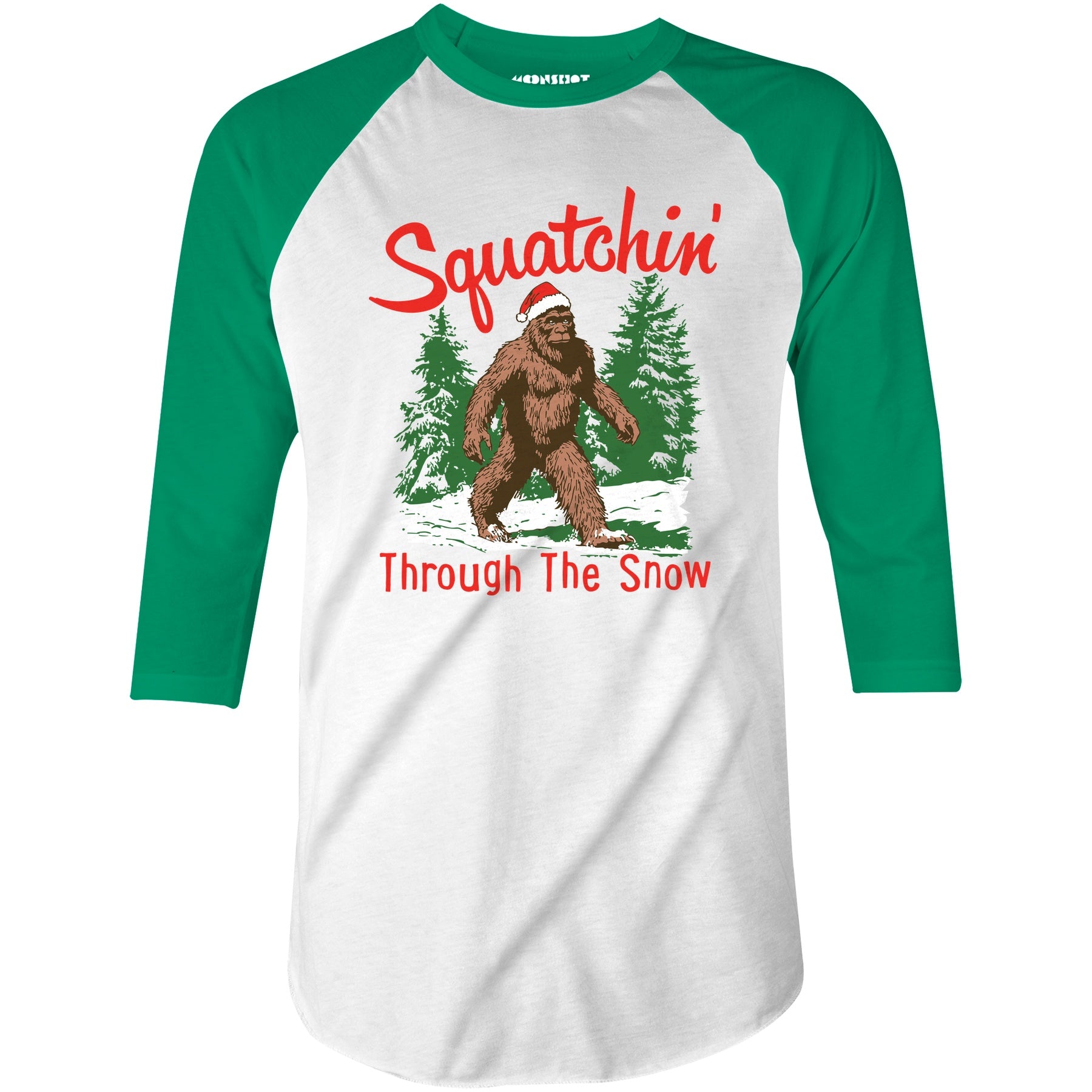 Squatchin' Through The Snow - 3/4 Sleeve Raglan T-Shirt