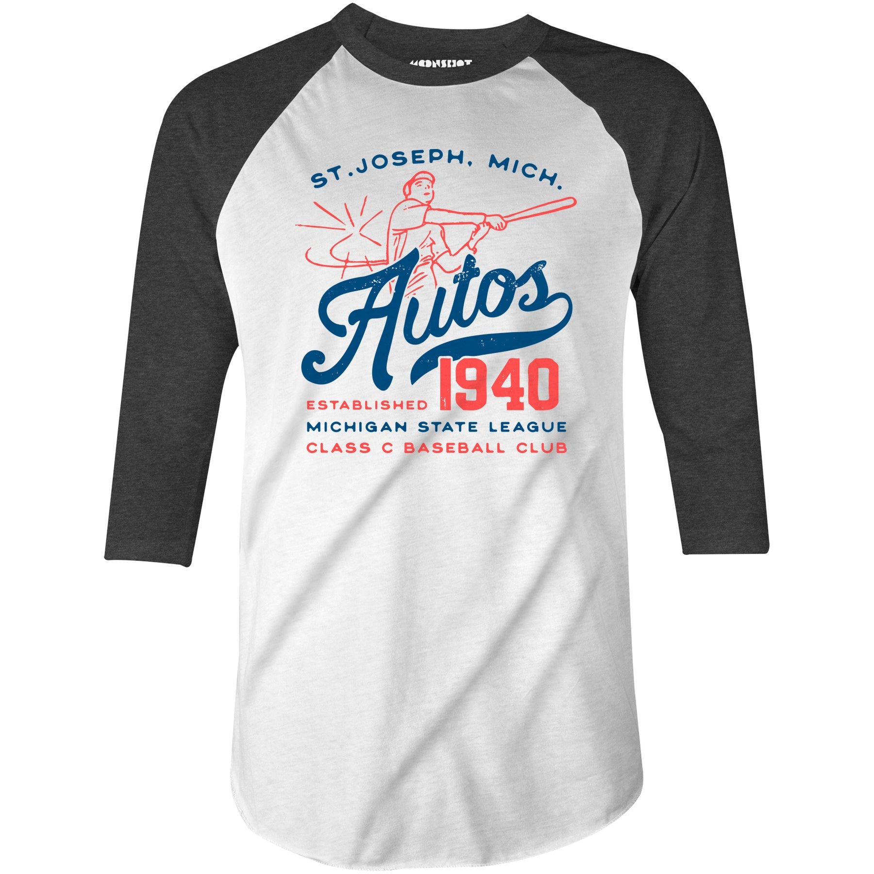 St. Joseph Autos - Michigan - Vintage Defunct Baseball Teams - 3/4 Sleeve Raglan T-Shirt