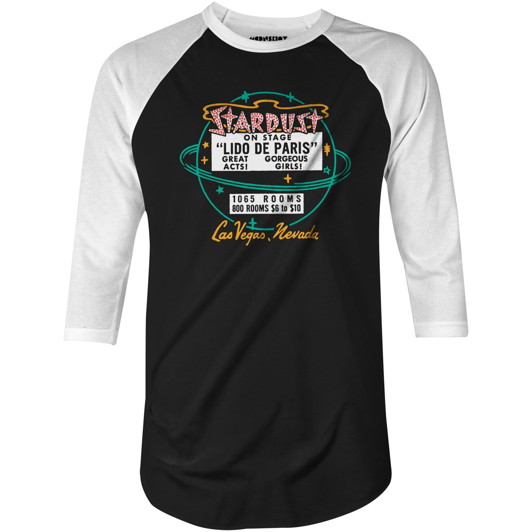Stardust Lido De Paris - Vintage Las Vegas - 3/4 Sleeve Raglan T-Shirt