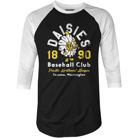 Tacoma Daisies - Washington - Vintage Defunct Baseball Teams - 3/4 Sleeve Raglan T-Shirt