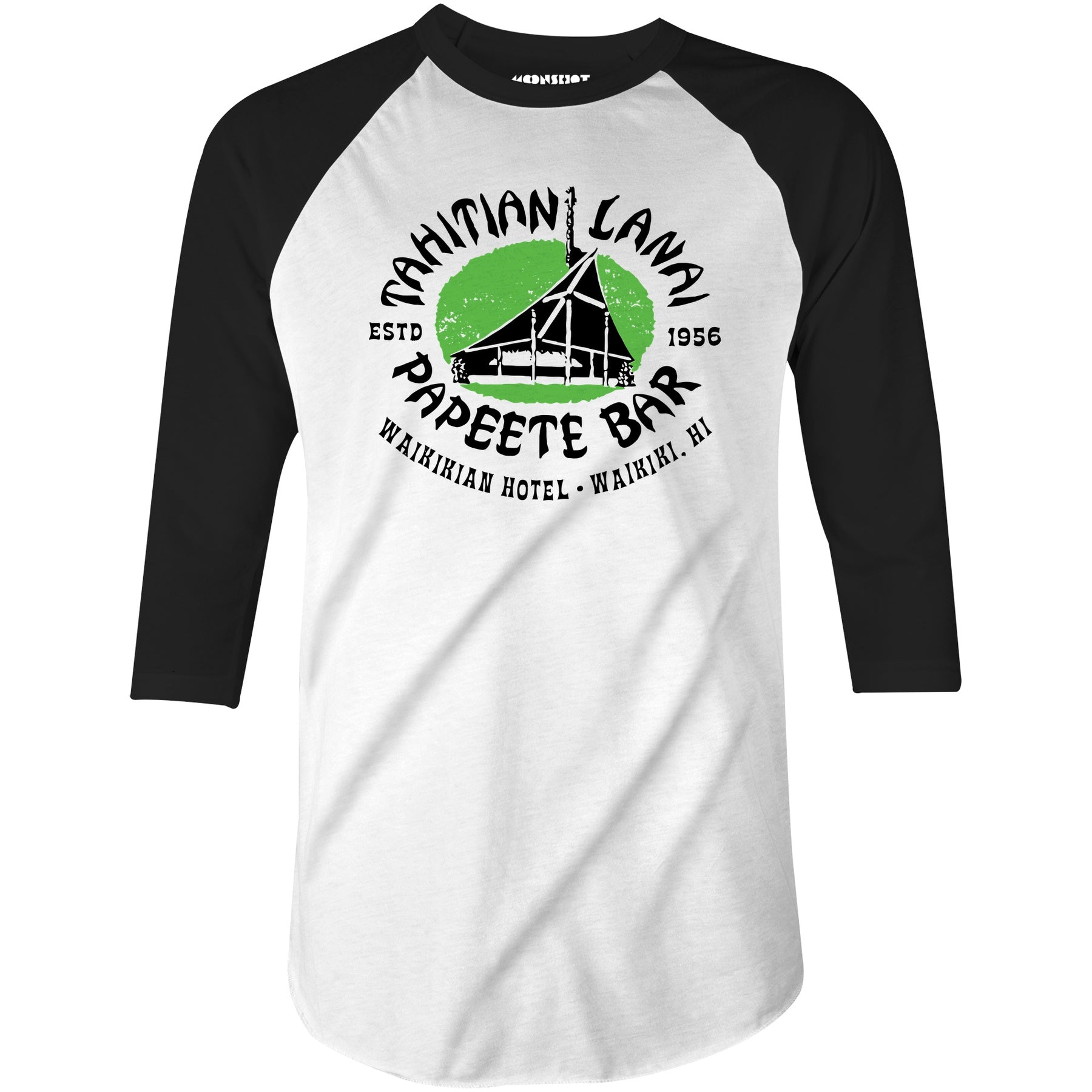 Tahitian Lanai Papeete Bar - Waikiki, HI - Vintage Tiki Bar - 3/4 Sleeve Raglan T-Shirt