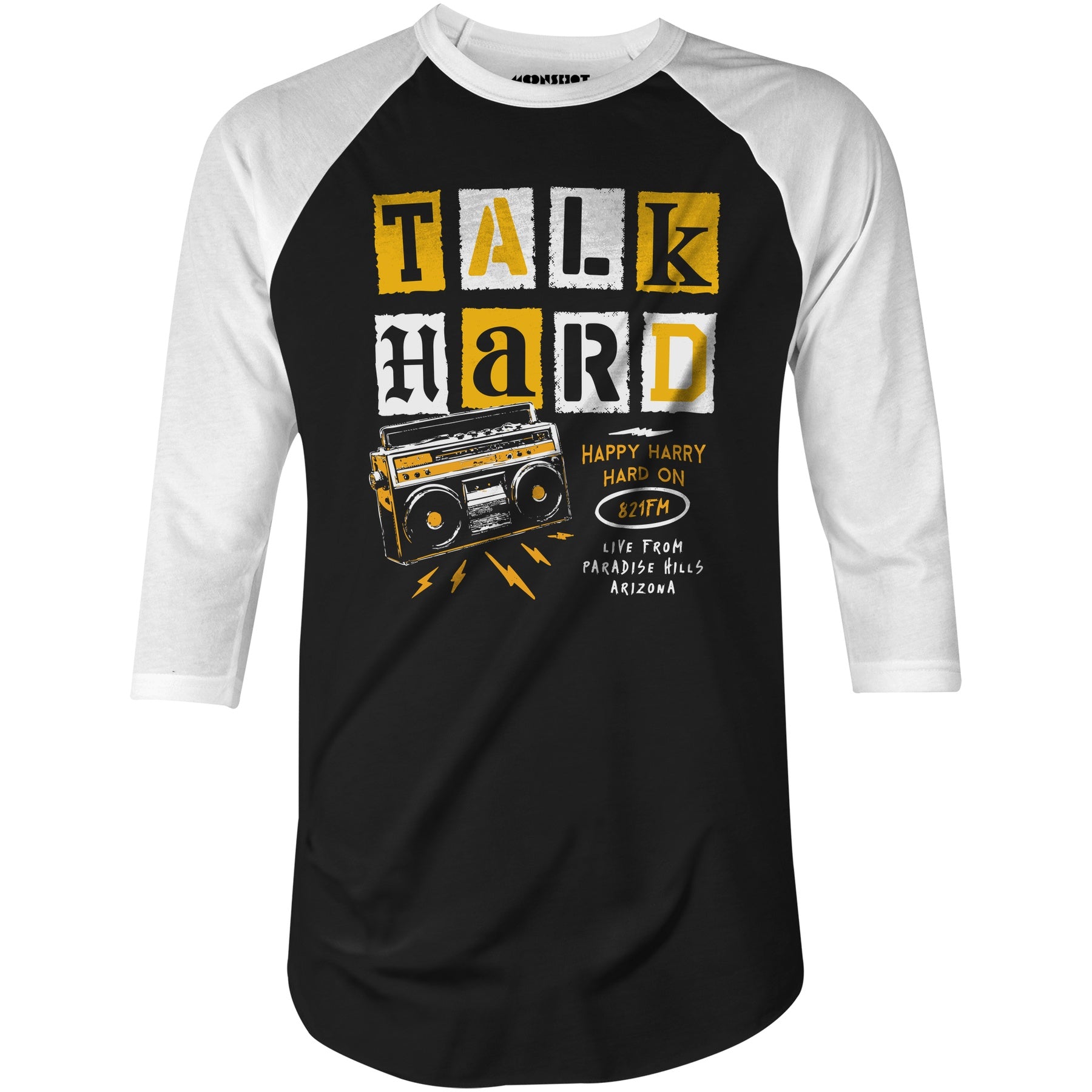 Talk Hard - Pump Up the Volume - 3/4 Sleeve Raglan T-Shirt
