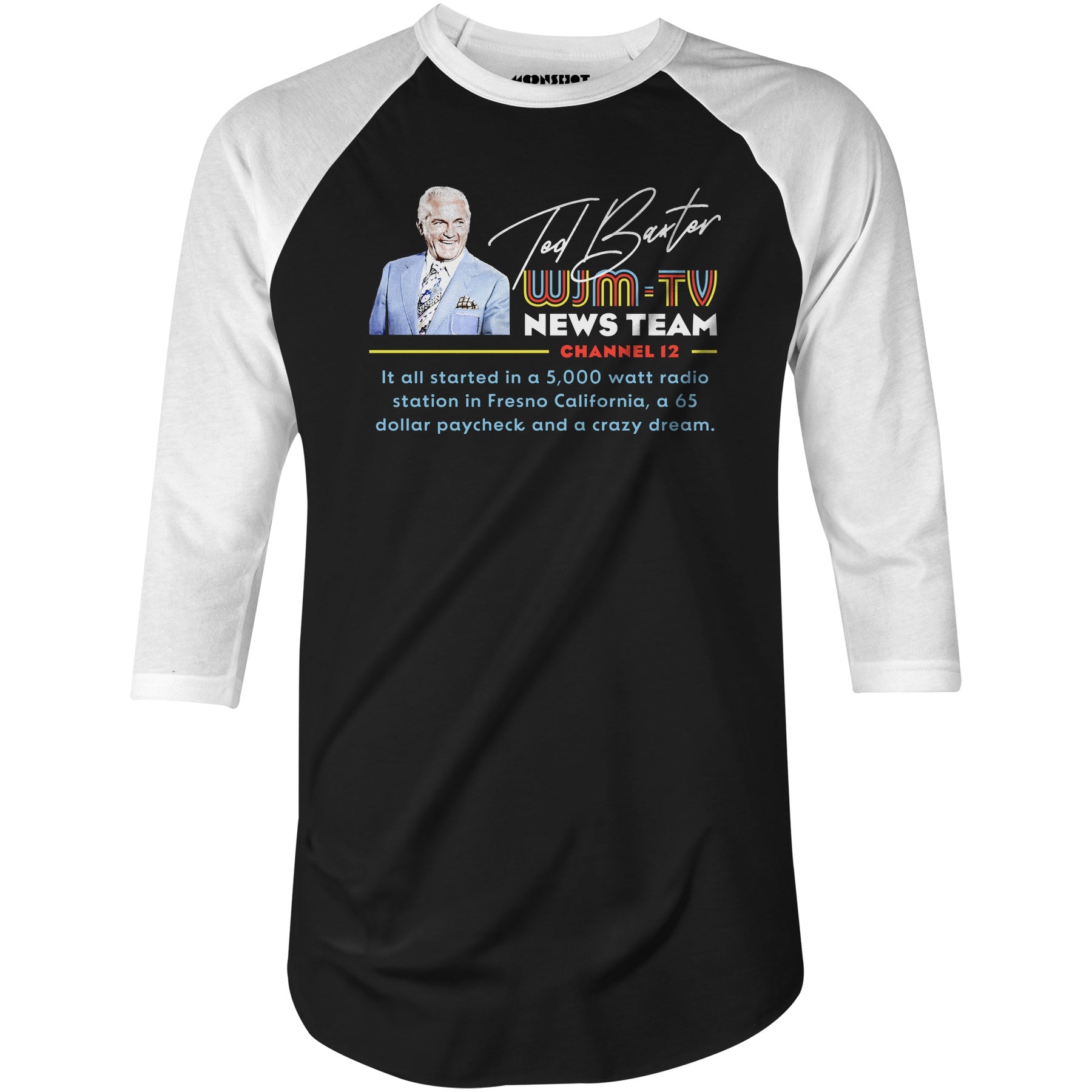 Ted Baxter - WJM-TV News Team - 3/4 Sleeve Raglan T-Shirt