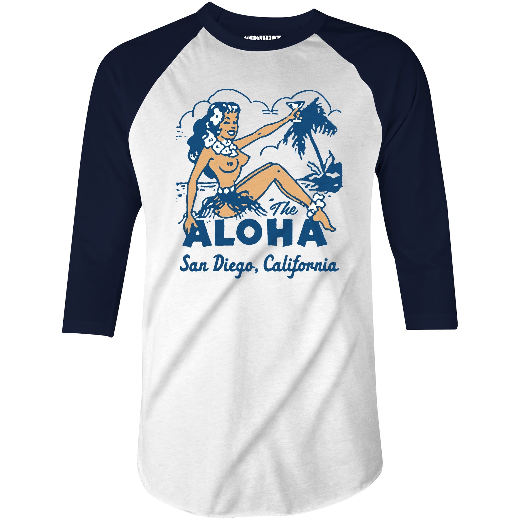 The Aloha - San Diego, CA - Vintage Tiki Bar - 3/4 Sleeve Raglan T-Shirt