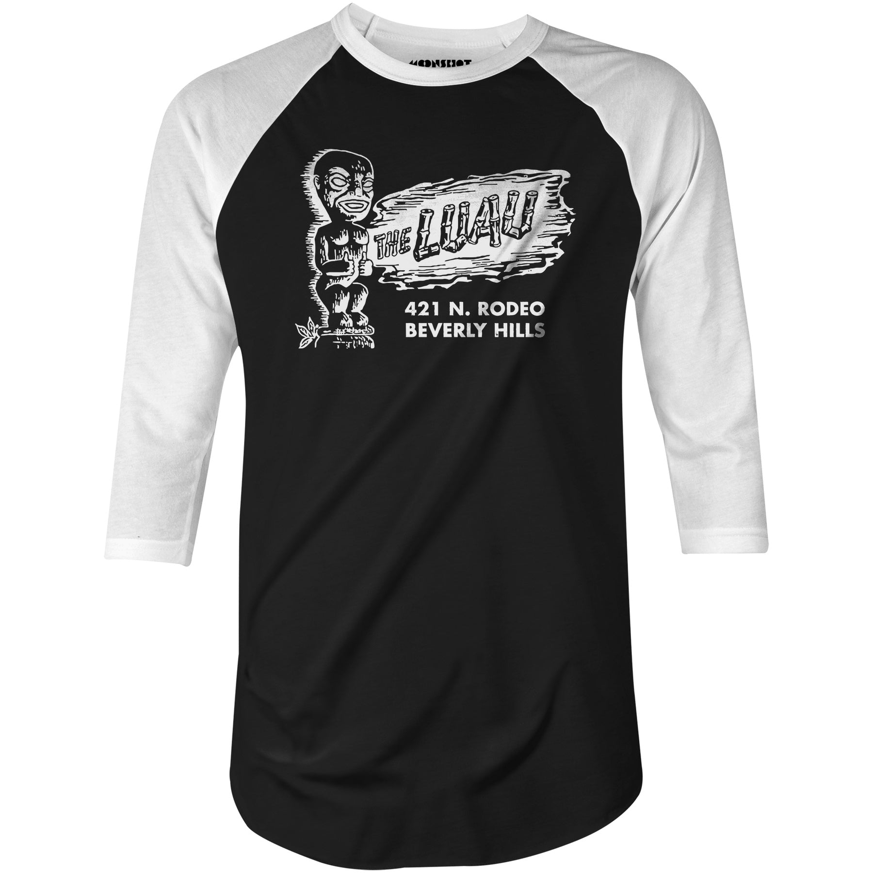 The Luau - Beverly Hills, CA - Vintage Tiki Bar - 3/4 Sleeve Raglan T-Shirt