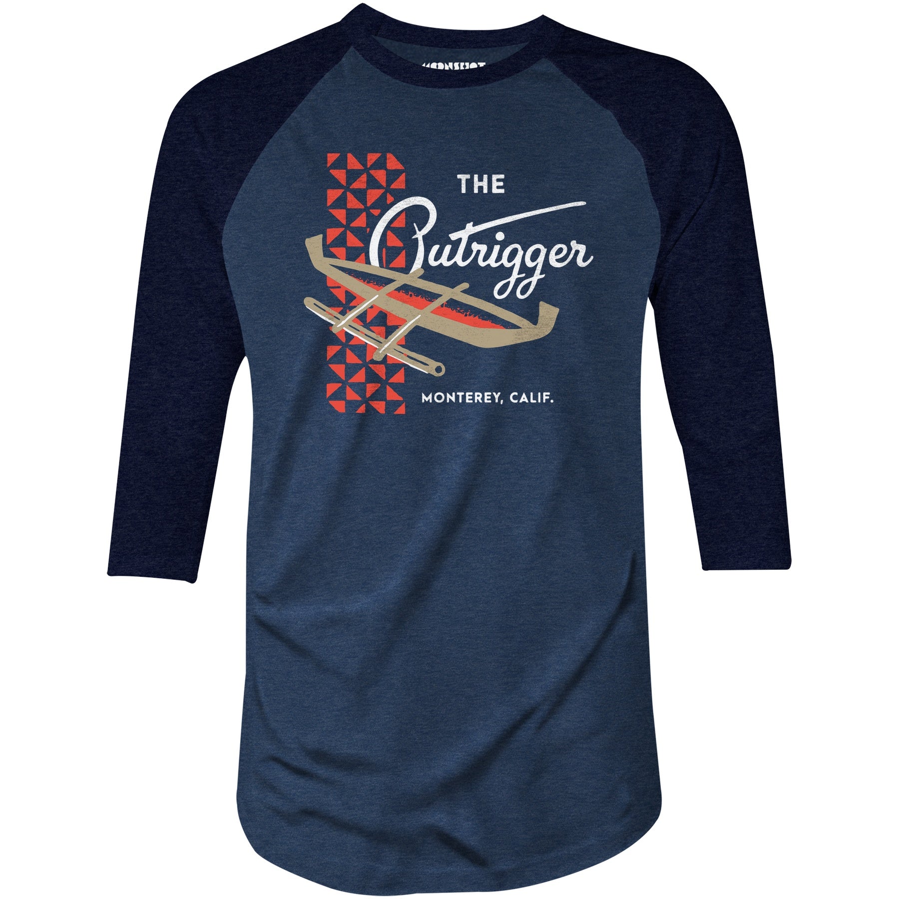 The Outrigger - Monterey, CA - Vintage Tiki Bar - 3/4 Sleeve Raglan T-Shirt