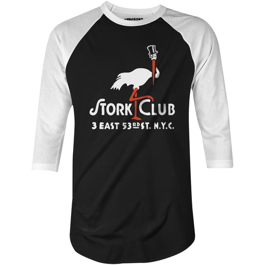 The Stork Club - New York City - Vintage Restaurant - 3/4 Sleeve Raglan T-Shirt