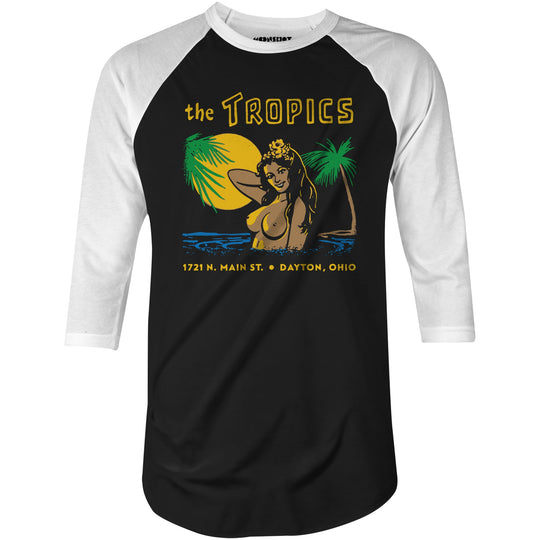 The Tropics - Dayton, OH - Vintage Tiki Bar - 3/4 Sleeve Raglan T-Shirt