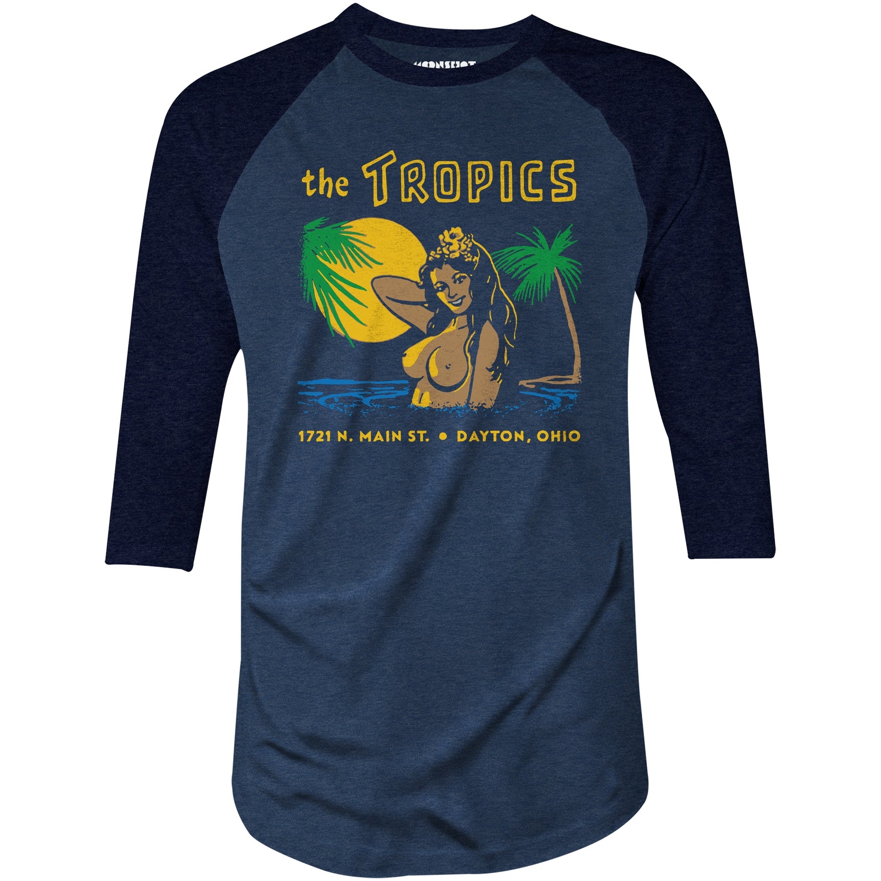 The Tropics - Dayton, OH - Vintage Tiki Bar - 3/4 Sleeve Raglan T-Shirt