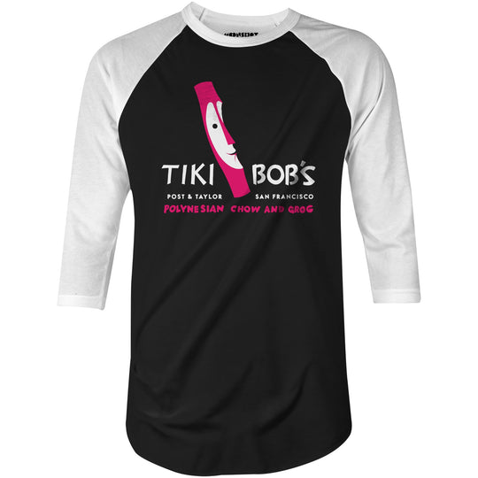 Tiki Bob's - San Francisco, CA - Vintage Tiki Bar - 3/4 Sleeve Raglan T-Shirt