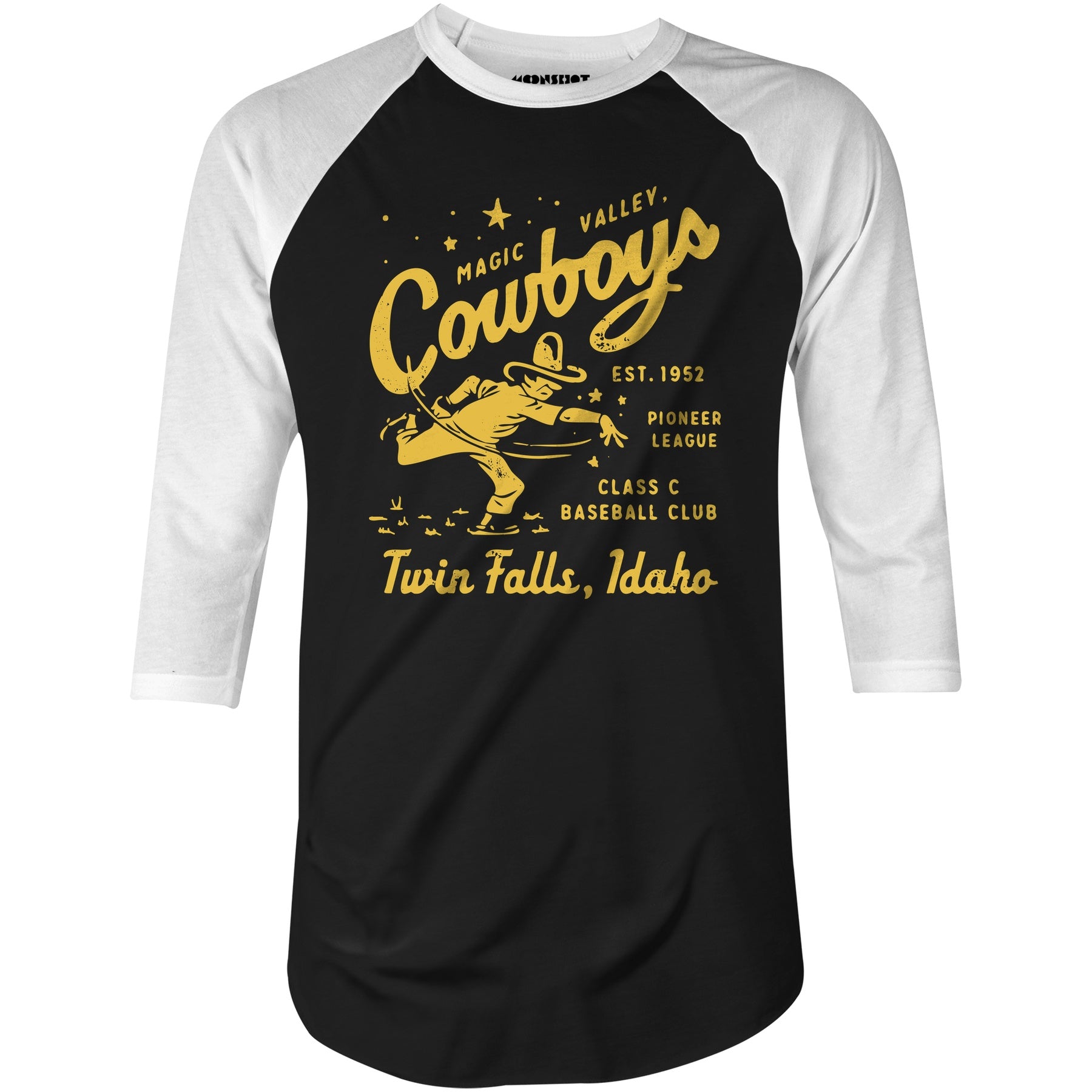 Twin Falls Magic Valley Cowboys - Idaho - Vintage Defunct Baseball Teams - 3/4 Sleeve Raglan T-Shirt
