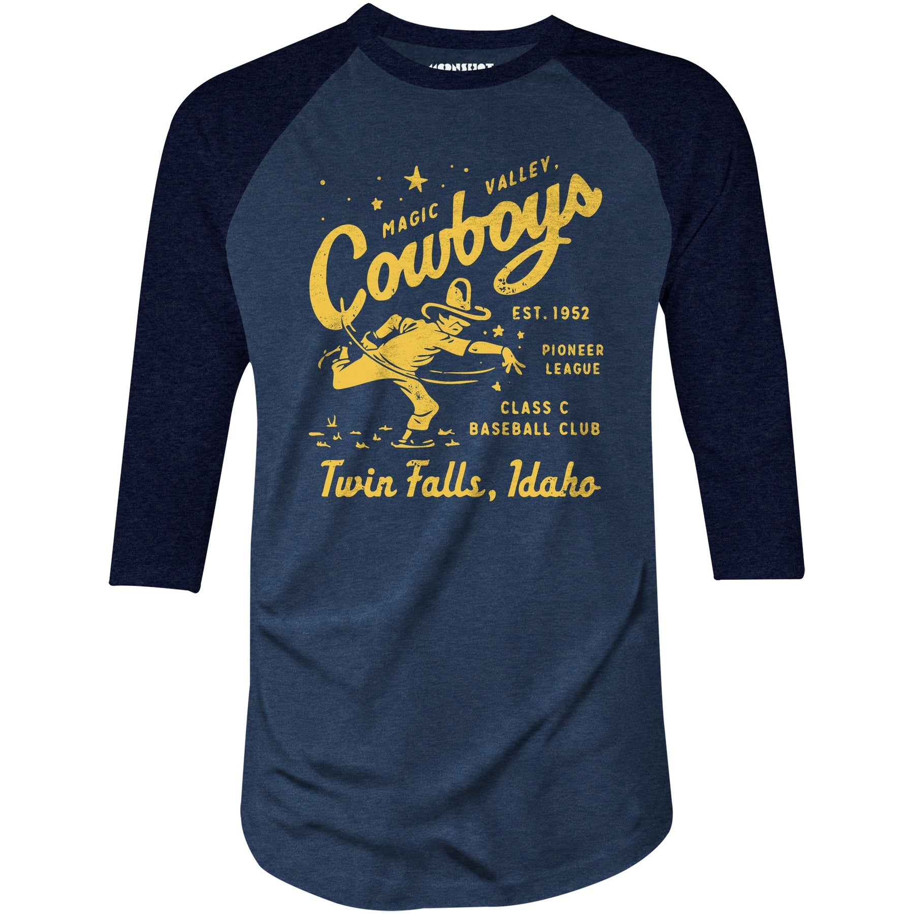 Twin Falls Magic Valley Cowboys - Idaho - Vintage Defunct Baseball Teams - 3/4 Sleeve Raglan T-Shirt