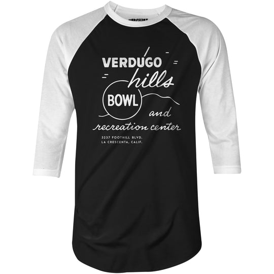 Verdugo Hills v2 - La Crescenta, CA - Vintage Bowling Alley - 3/4 Sleeve Raglan T-Shirt