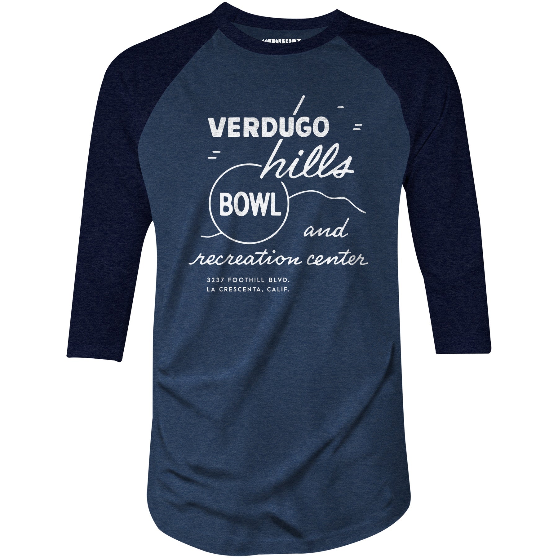 Verdugo Hills v2 - La Crescenta, CA - Vintage Bowling Alley - 3/4 Sleeve Raglan T-Shirt