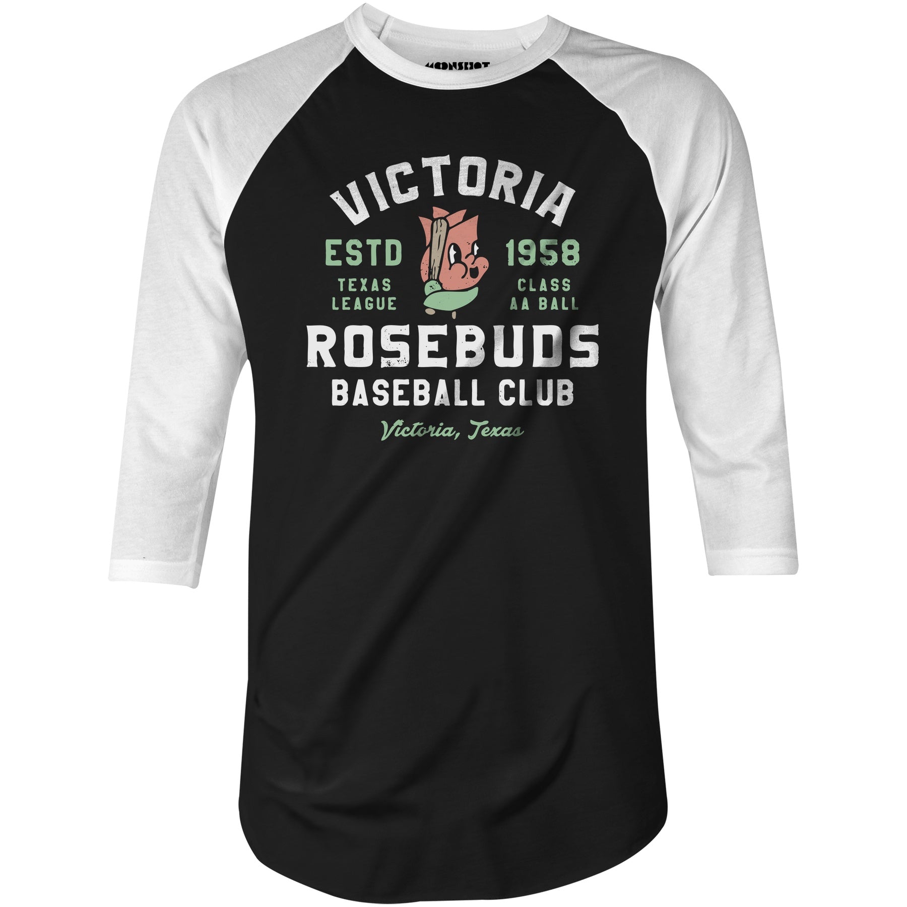 Victoria Rosebuds - Texas - Vintage Defunct Baseball Teams - 3/4 Sleeve Raglan T-Shirt