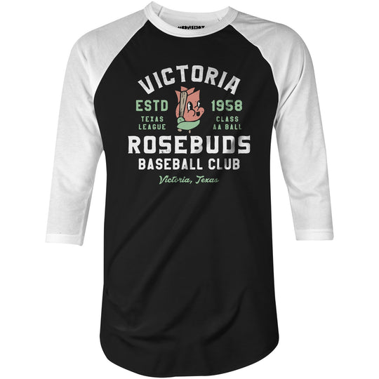 Victoria Rosebuds - Texas - Vintage Defunct Baseball Teams - 3/4 Sleeve Raglan T-Shirt