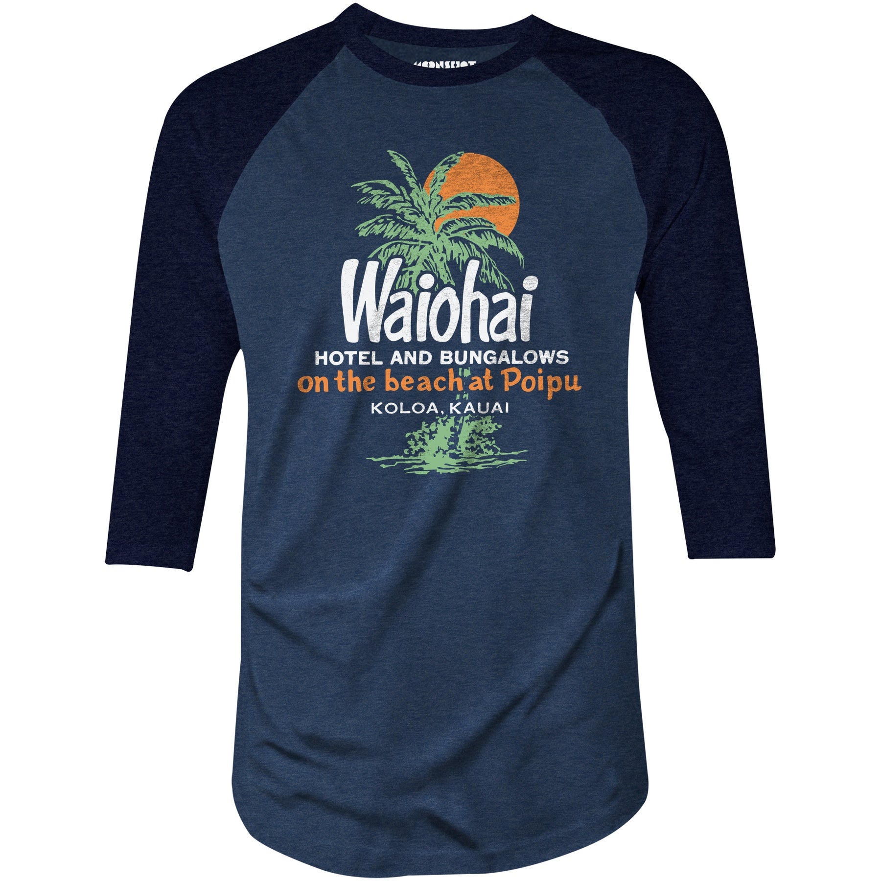 Waiohai Hotel and Bungalows - Kauai, Hawaii - Vintage - 3/4 Sleeve Raglan T-Shirt