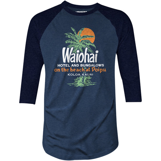 Waiohai Hotel and Bungalows - Kauai, Hawaii - Vintage - 3/4 Sleeve Raglan T-Shirt