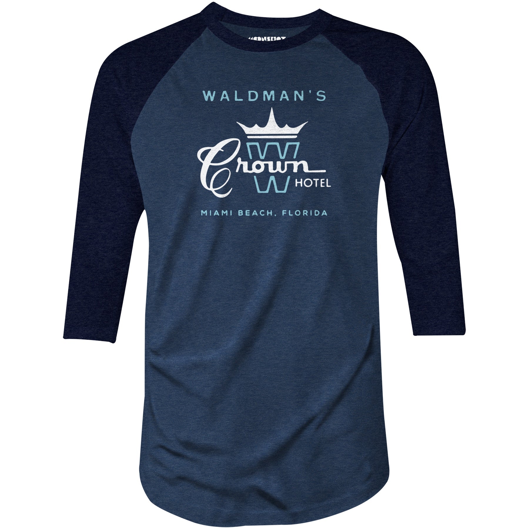 Waldman's Crown Hotel - Miami, FL - Vintage Hotel - 3/4 Sleeve Raglan T-Shirt
