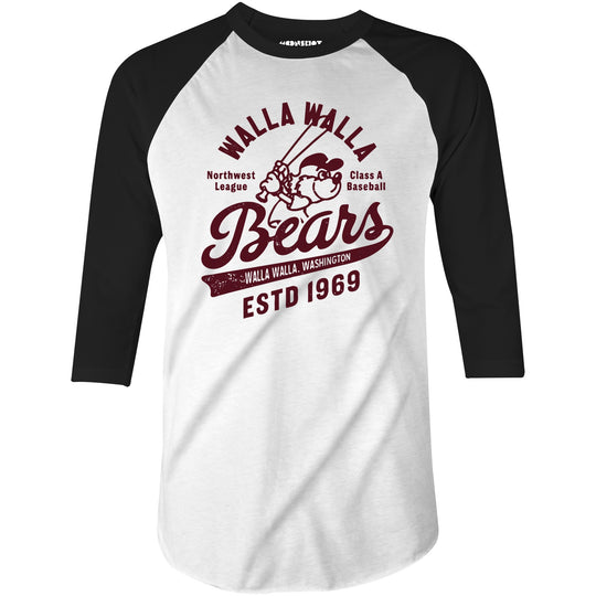 Walla Walla Bears - Washington - Vintage Defunct Baseball Teams - 3/4 Sleeve Raglan T-Shirt