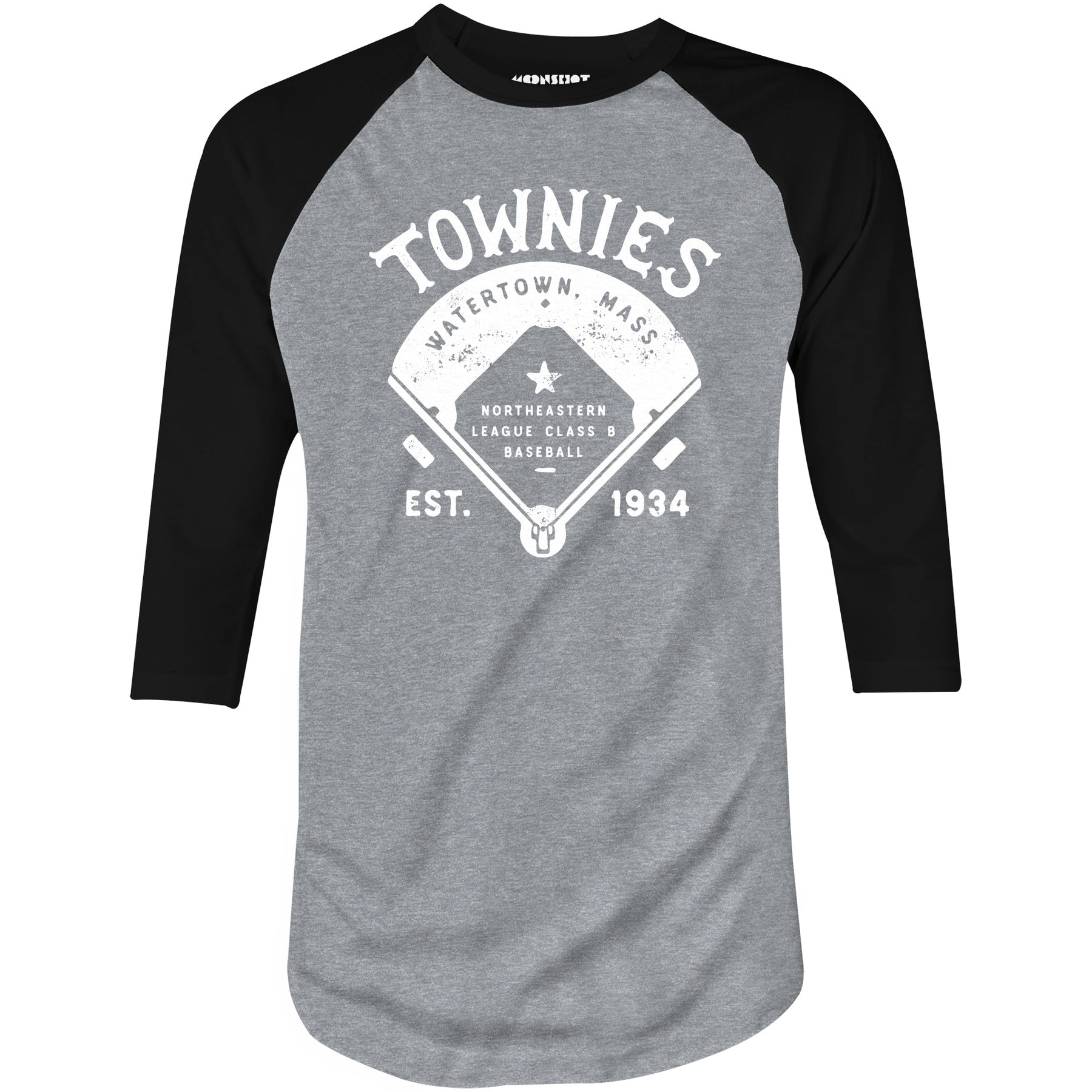 Watertown Townies - Massachusetts - Vintage Defunct Baseball Teams - 3/4 Sleeve Raglan T-Shirt