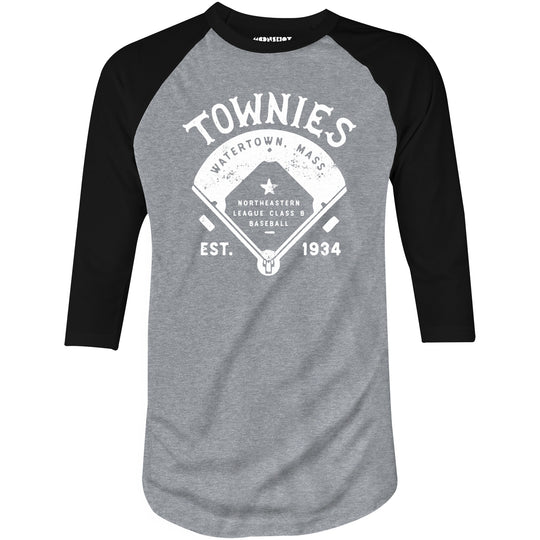Watertown Townies - Massachusetts - Vintage Defunct Baseball Teams - 3/4 Sleeve Raglan T-Shirt
