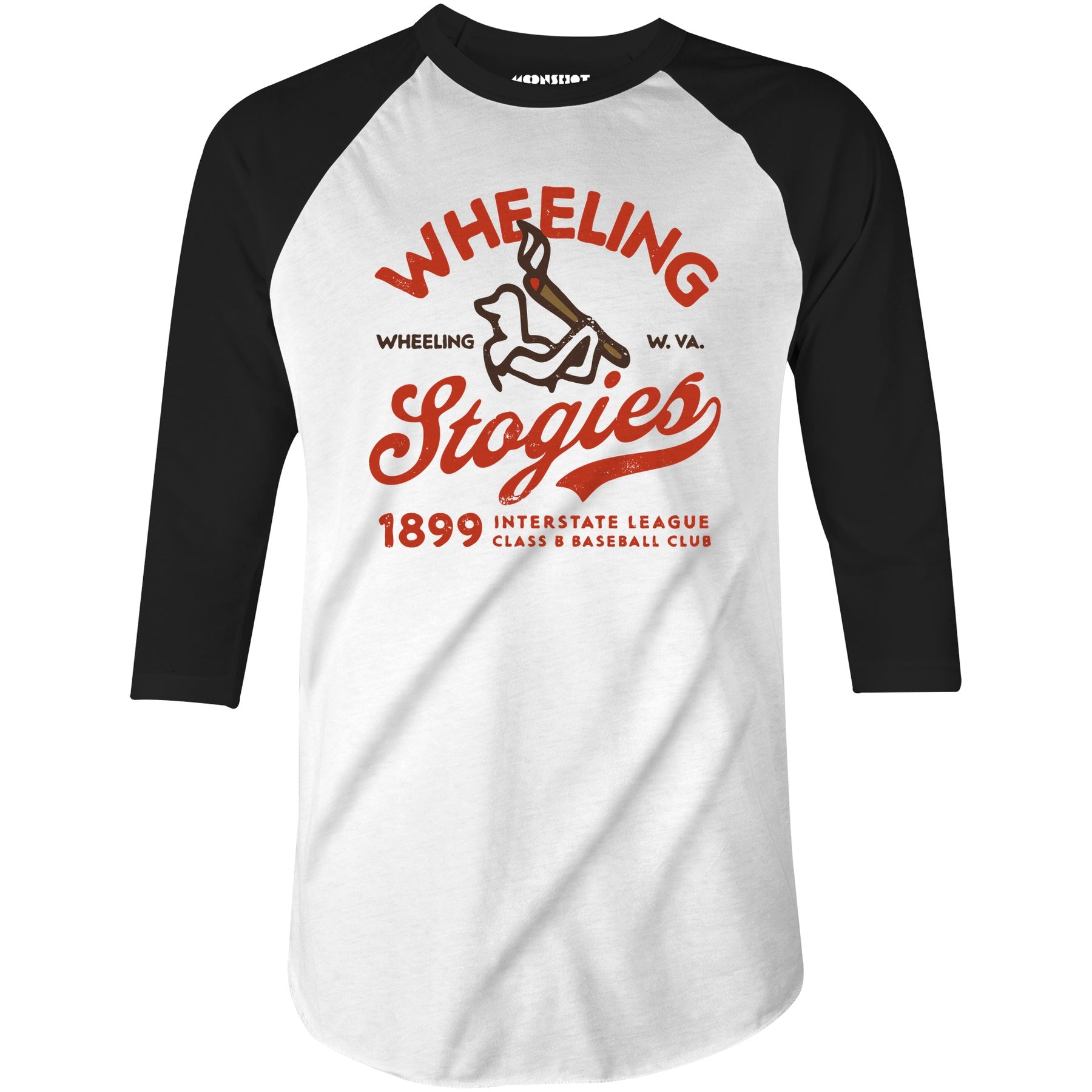 Wheeling Stogies - West Virginia - Vintage Defunct Baseball Teams - 3/4 Sleeve Raglan T-Shirt