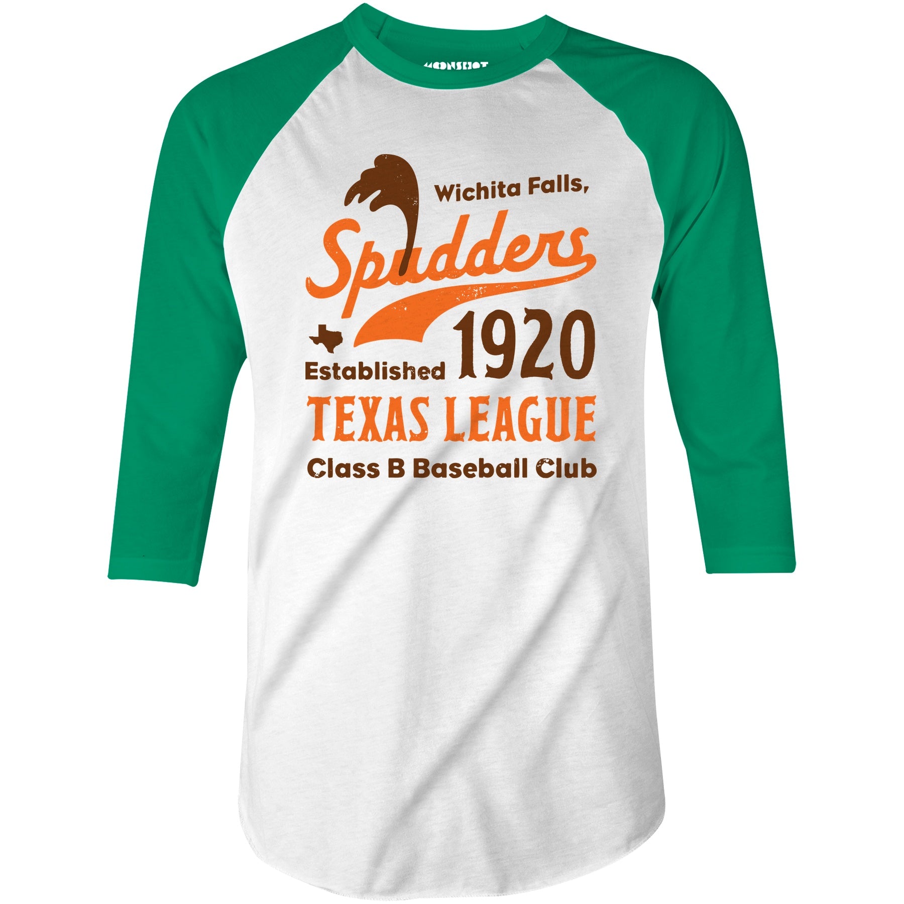 Wichita Falls Spudders - Texas - Vintage Defunct Baseball Teams - 3/4 Sleeve Raglan T-Shirt