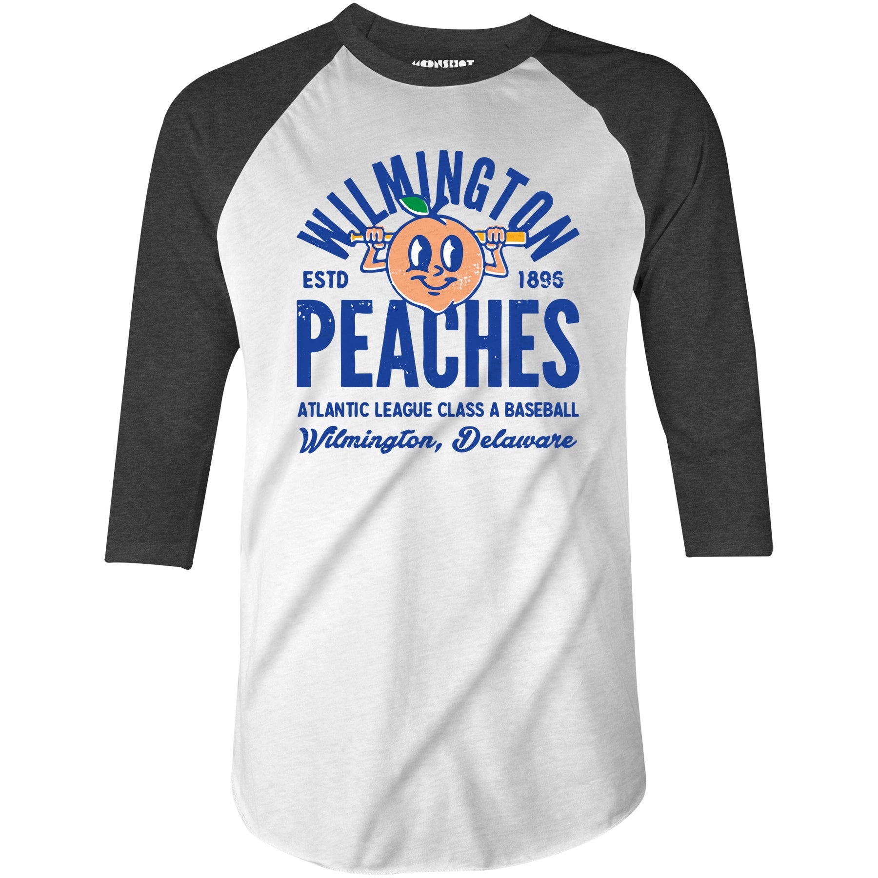 Wilmington Peaches - Delaware - Vintage Defunct Baseball Teams - 3/4 Sleeve Raglan T-Shirt