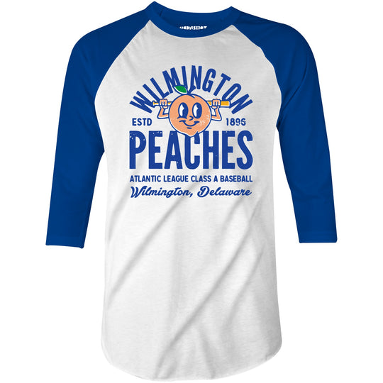 Wilmington Peaches - Delaware - Vintage Defunct Baseball Teams - 3/4 Sleeve Raglan T-Shirt