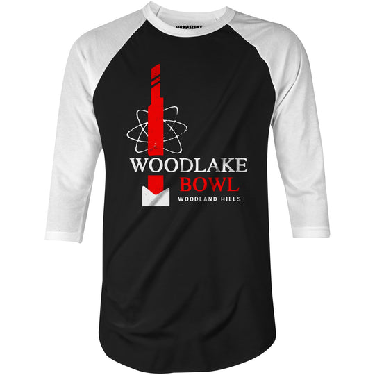 Woodlake Bowl - Woodland Hills, CA - Vintage Bowling Alley - 3/4 Sleeve Raglan T-Shirt