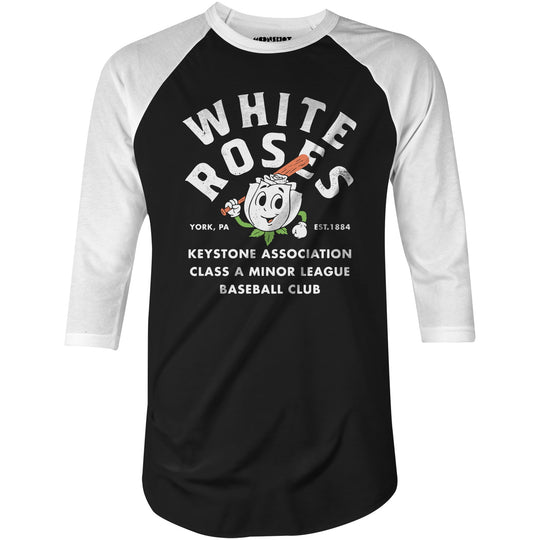 York White Roses - Pennsylvania - Vintage Defunct Baseball Teams - 3/4 Sleeve Raglan T-Shirt