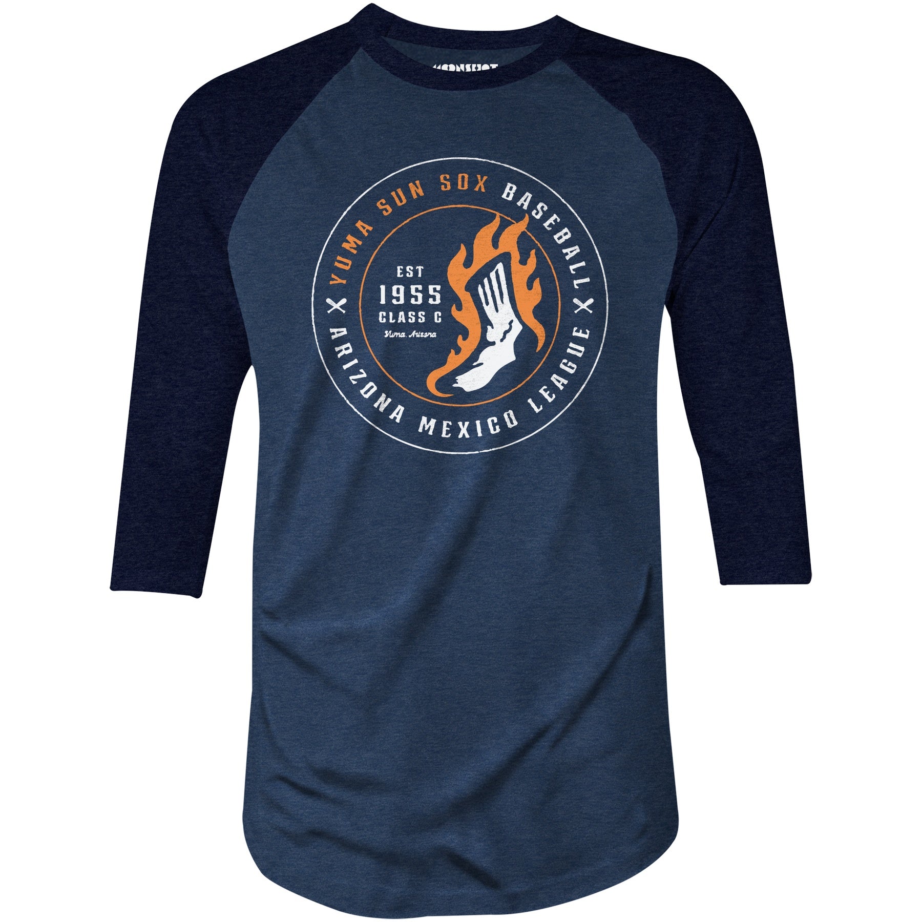 Yuma Sun sox - Arizona - Vintage Defunct Baseball Teams - 3/4 Sleeve Raglan T-Shirt