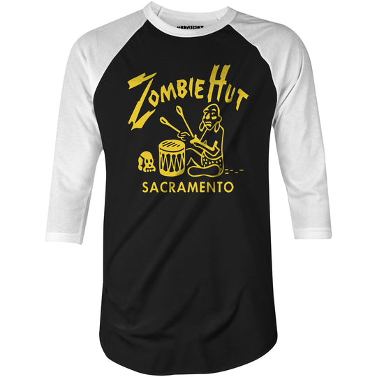 Zombie Hut - Sacramento, CA - Vintage Tiki Bar - 3/4 Sleeve Raglan T-Shirt