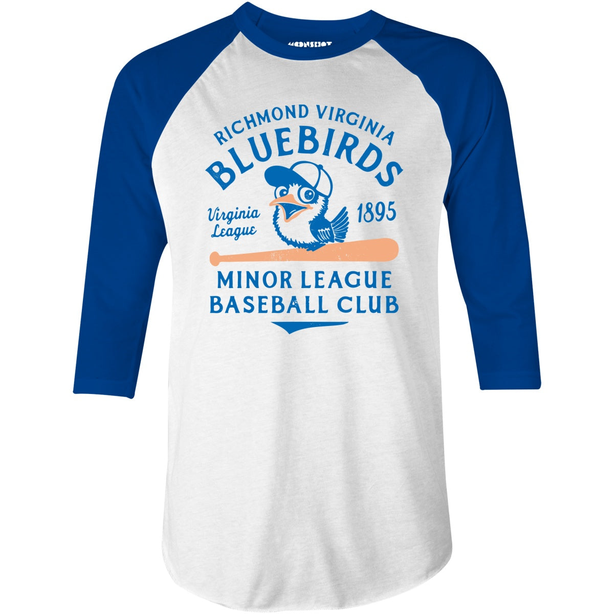 Richmond Bluebirds - Virginia - Vintage Defunct Baseball Teams - 3/4 Sleeve Raglan T-Shirt