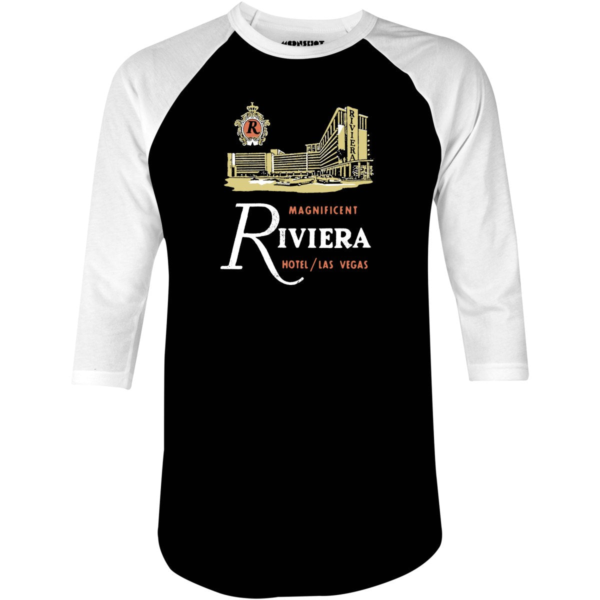 Riviera Hotel v2 - Vintage Las Vegas - 3/4 Sleeve Raglan T-Shirt