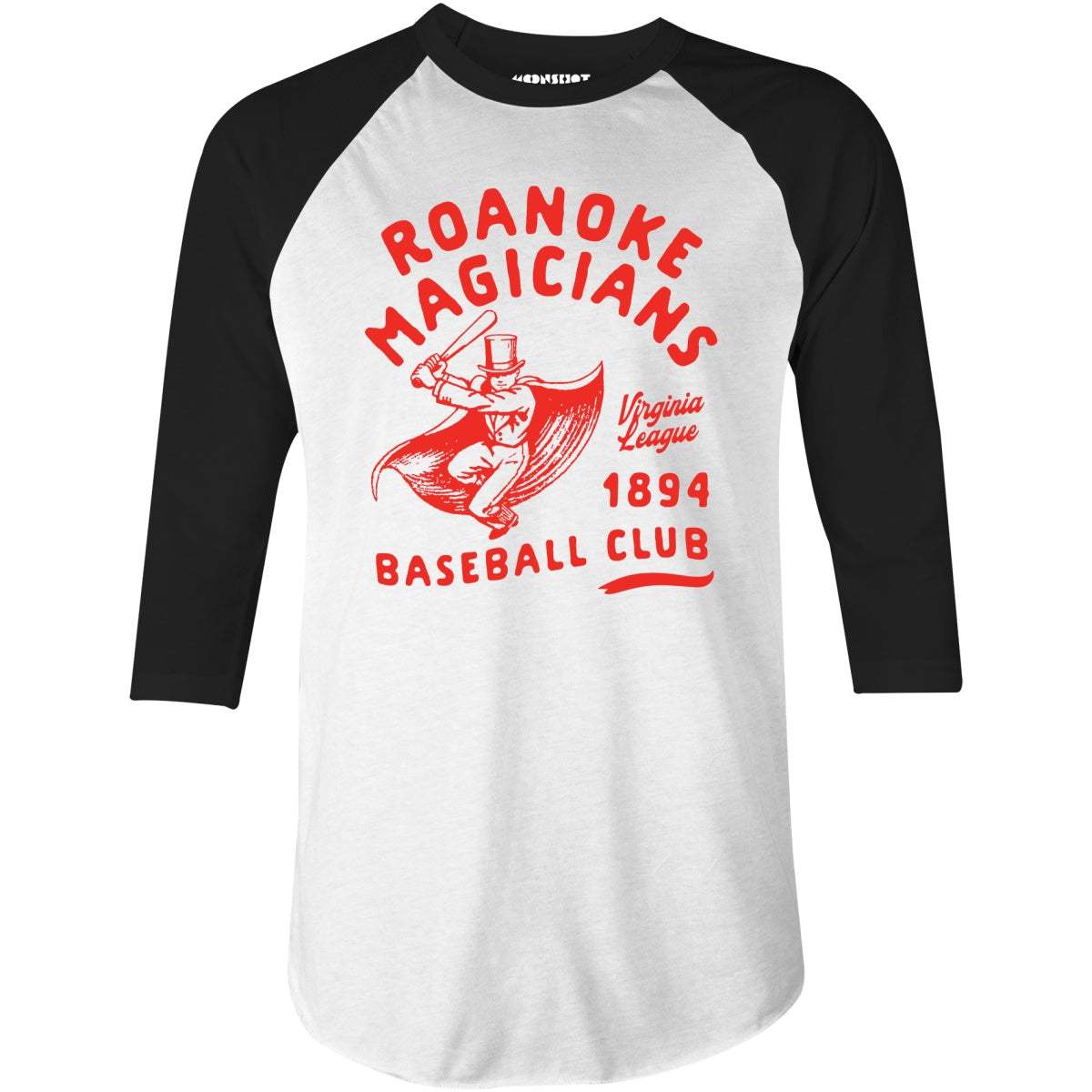 Roanoke Magicians - Virginia - Vintage Defunct Baseball Teams - 3/4 Sleeve Raglan T-Shirt