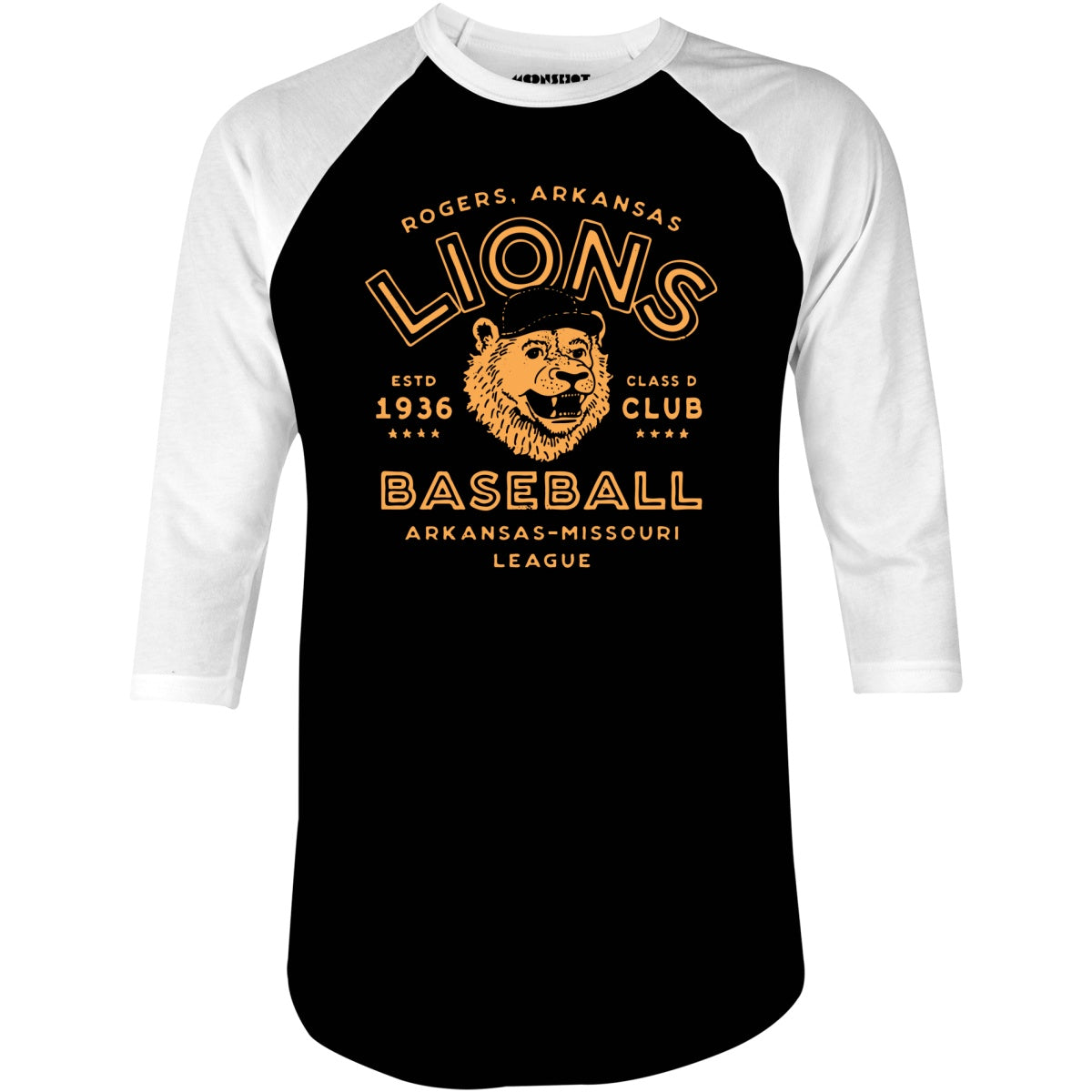 Rogers Lions - Arkansas - Vintage Defunct Baseball Teams - 3/4 Sleeve Raglan T-Shirt