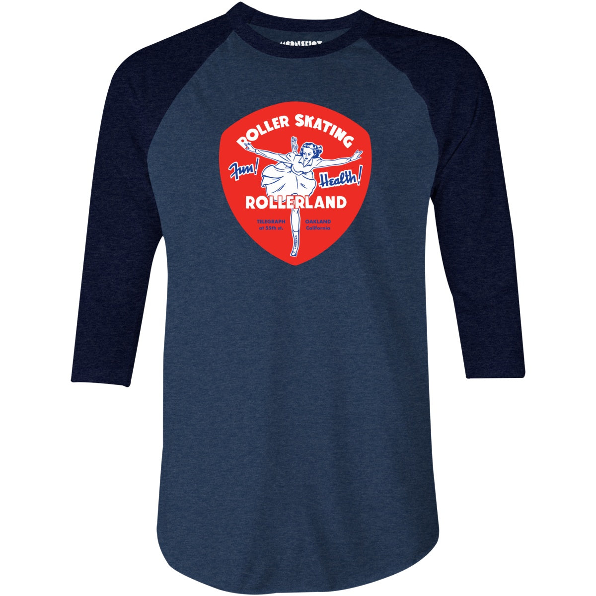 Rollerland - Oakland, CA - Vintage Roller Rink - 3/4 Sleeve Raglan T-Shirt