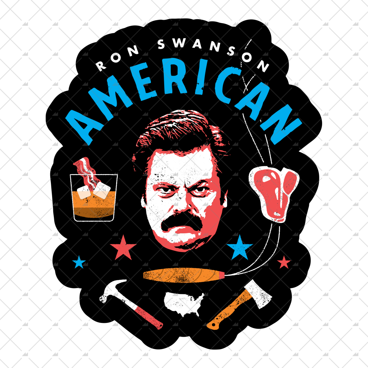 Ron Swanson American - Sticker