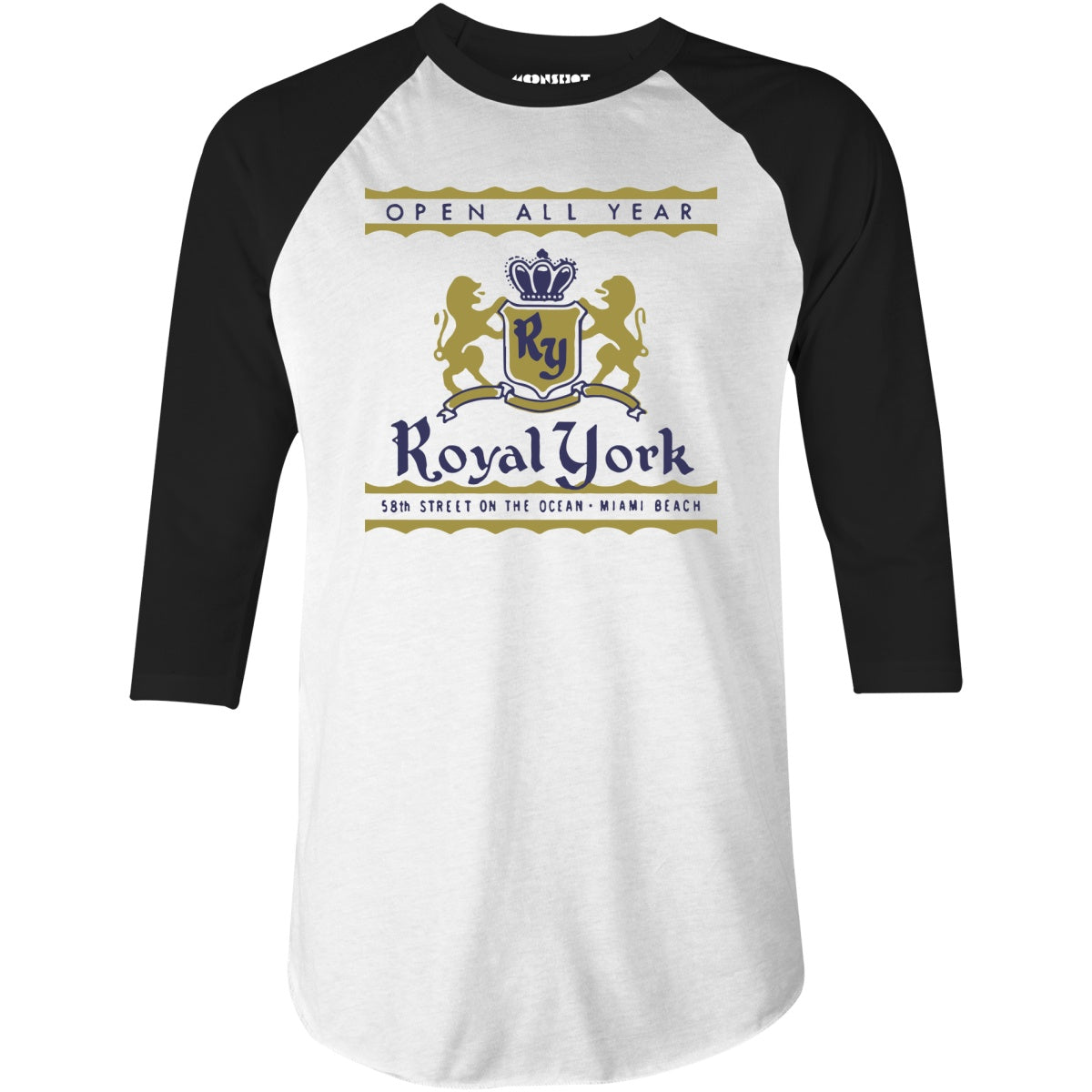 Royal York - Miami, FL - Vintage Hotel - 3/4 Sleeve Raglan T-Shirt