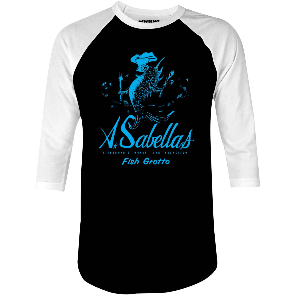 Sabella's Fish Grotto - San Francisco, CA - Vintage Restaurant - 3/4 Sleeve Raglan T-Shirt