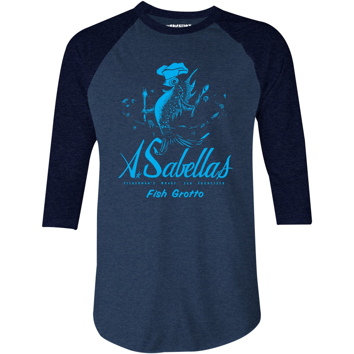 Sabella's Fish Grotto - San Francisco, CA - Vintage Restaurant - 3/4 Sleeve Raglan T-Shirt