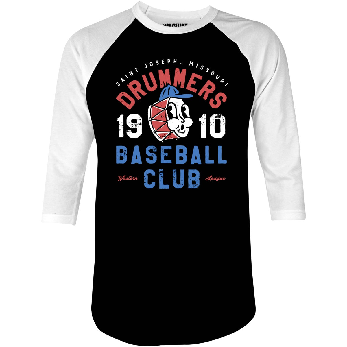 Saint Joseph Drummers - Missouri - Vintage Defunct Baseball Teams - 3/4 Sleeve Raglan T-Shirt