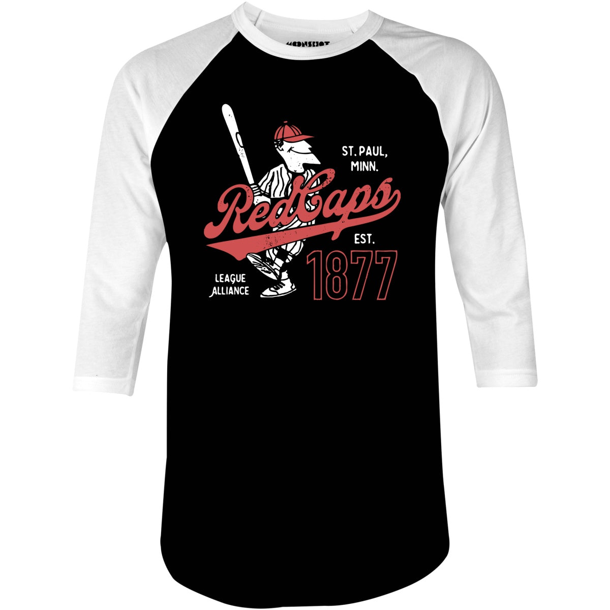 Saint Paul Red Caps - Minnesota - Vintage Defunct Baseball Teams - 3/4 Sleeve Raglan T-Shirt