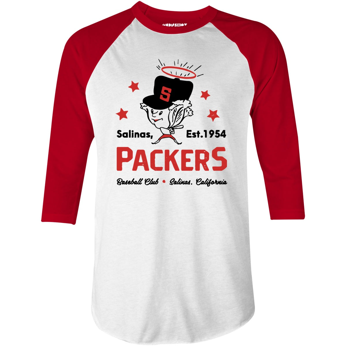 Salinas Packers - California - Vintage Defunct Baseball Teams - 3/4 Sleeve Raglan T-Shirt