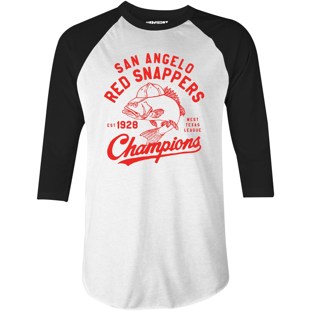 San Angelo Red Snappers - Texas - Vintage Defunct Baseball Teams - 3/4 Sleeve Raglan T-Shirt